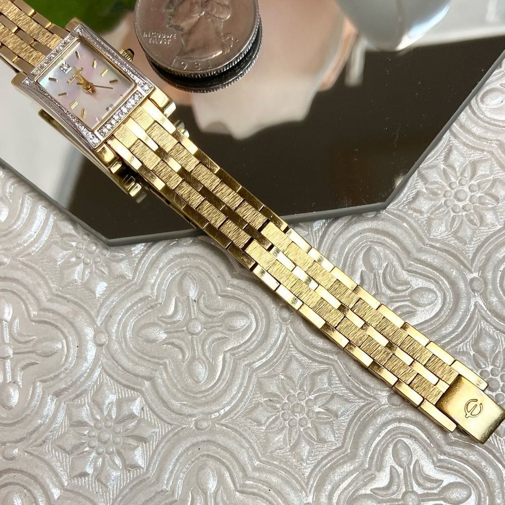 Elgin Crystal Accented Bezel and Mother of Pearl Dial Dress Watch - Picture 14 of 16